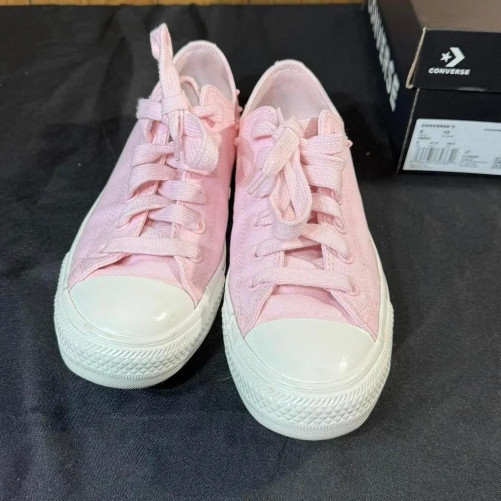 Pink Converse All Star Low Top trainers with pink studs Size 10 Womens NEW - Picture 3 of 8